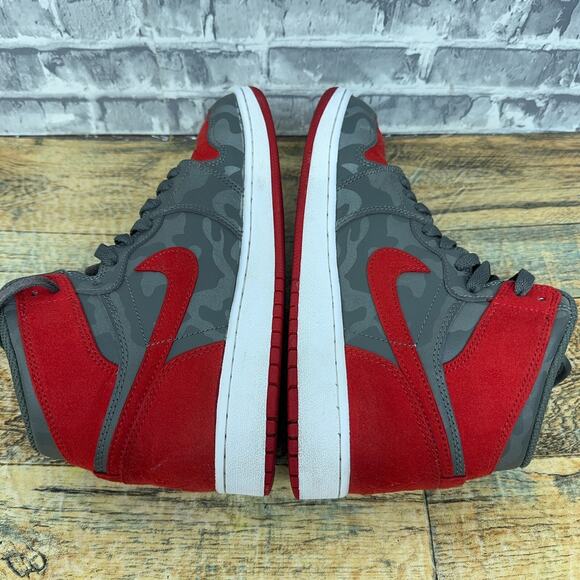 Nike Air Jordan 1 Mid Retro BG Camo River Rock Black Red 822858-032 Youth 7Y - Picture 10 of 11